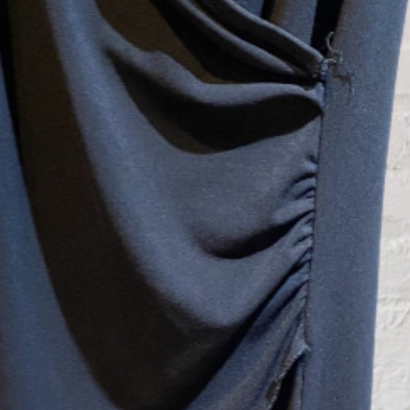 CHEROY -- Cocktail Dress with Side Slit, Black Knee Length, Gathered Waist - Picture 10 of 13